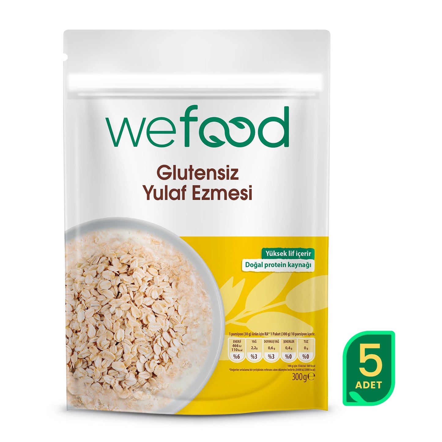 Wefood Glutensiz Yulaf Ezmesi 300 gr 5'li