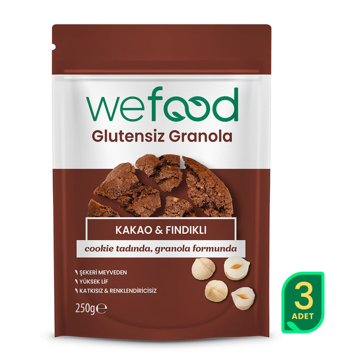 Wefood Glutensiz Granola Kakao & Fındıklı 250 gr 3'lü