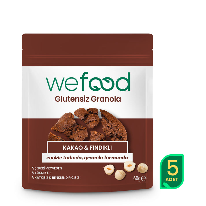 Wefood Glutensiz Granola Bites Kakao & Fındıklı 60 gr 5'li