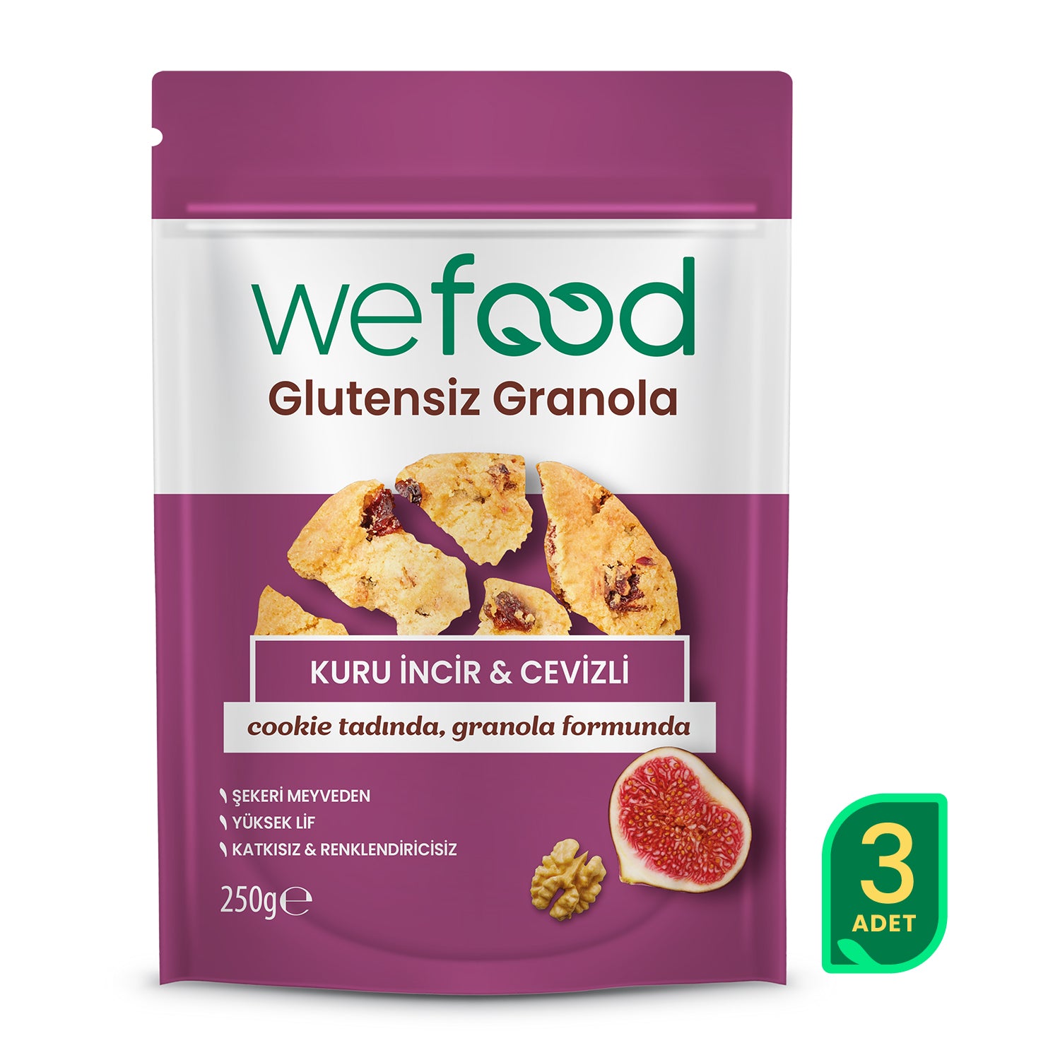Wefood Glutensiz Granola Kuru İncir & Cevizli 250 gr 3'lü