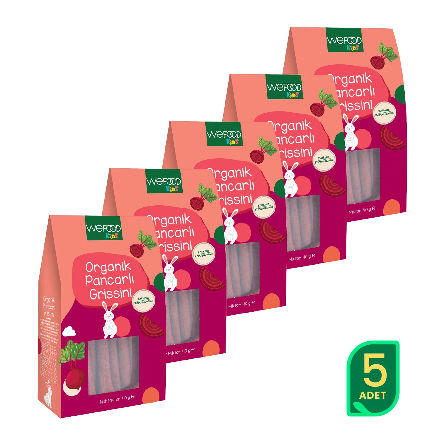 Wefood Kids Organik Pancarlı Grissini 40 gr 5'li