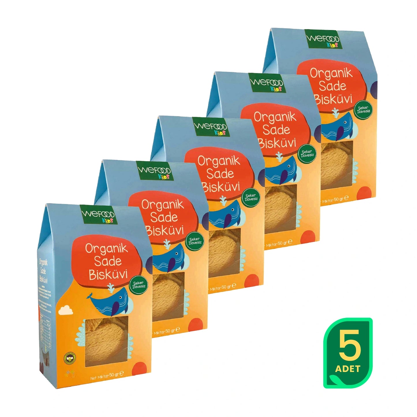 Wefood Kids Organik Sade Bisküvi 50 gr (Tereyağlı) 5'li