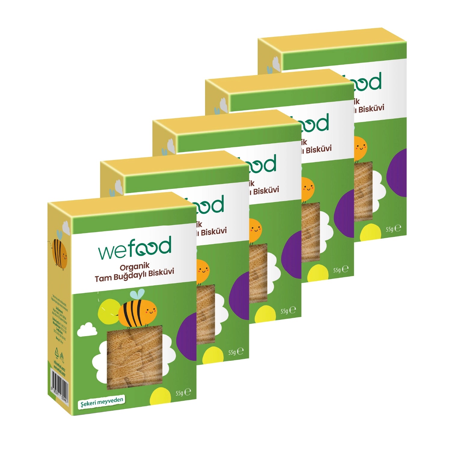 Wefood Kids Organik Tam Buğdaylı Bisküvi 55 gr 5'li