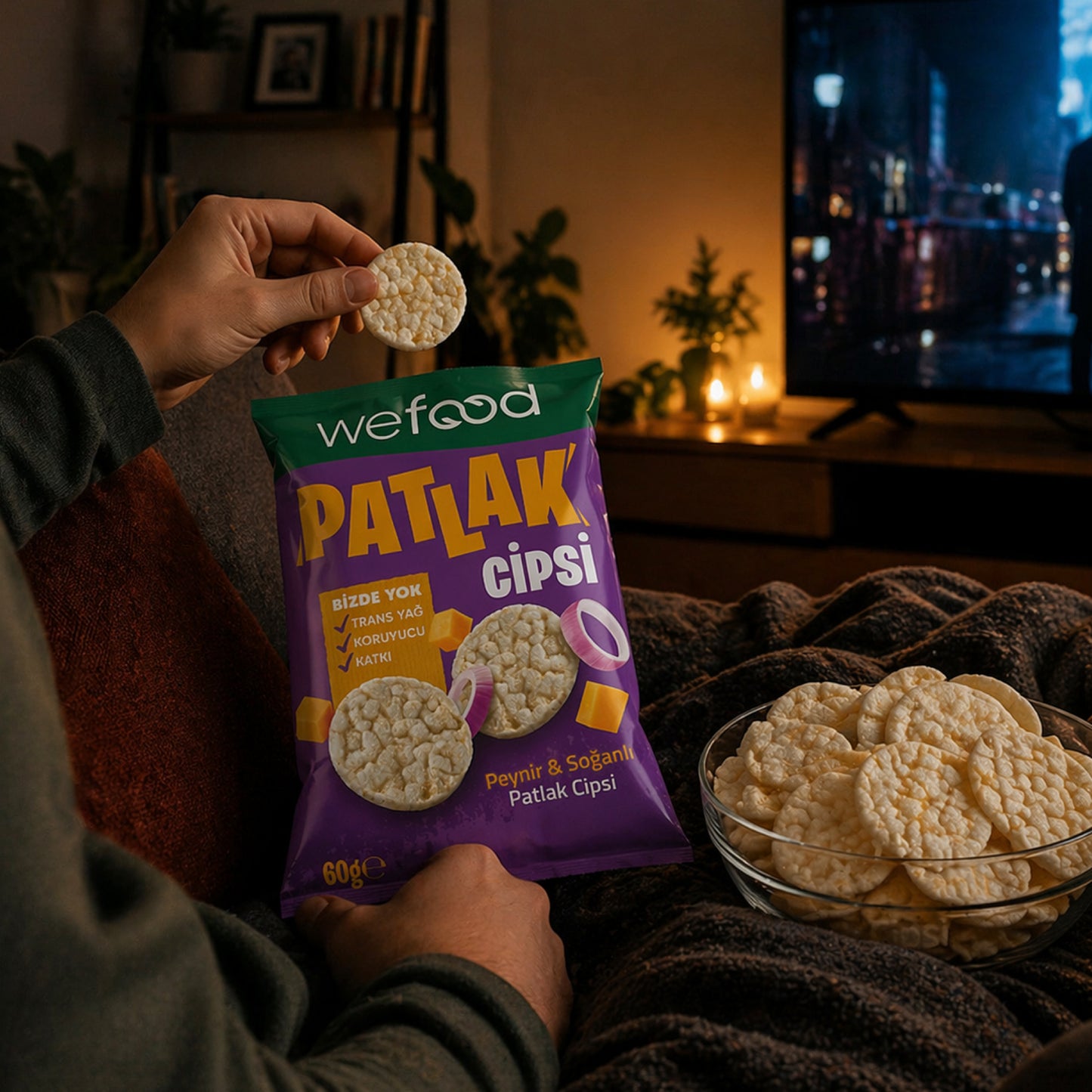 Wefood Peynir & Soğanlı Patlak Cipsi 60 g 15'li