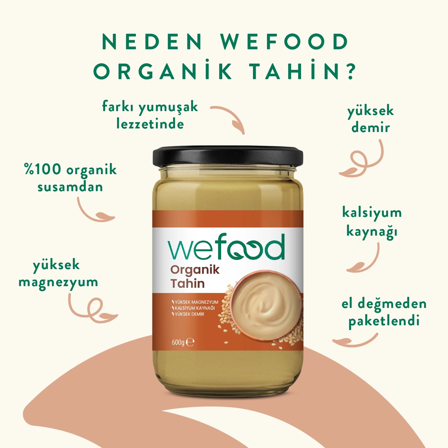 Wefood Organik Tahin 600 gr 3'lü