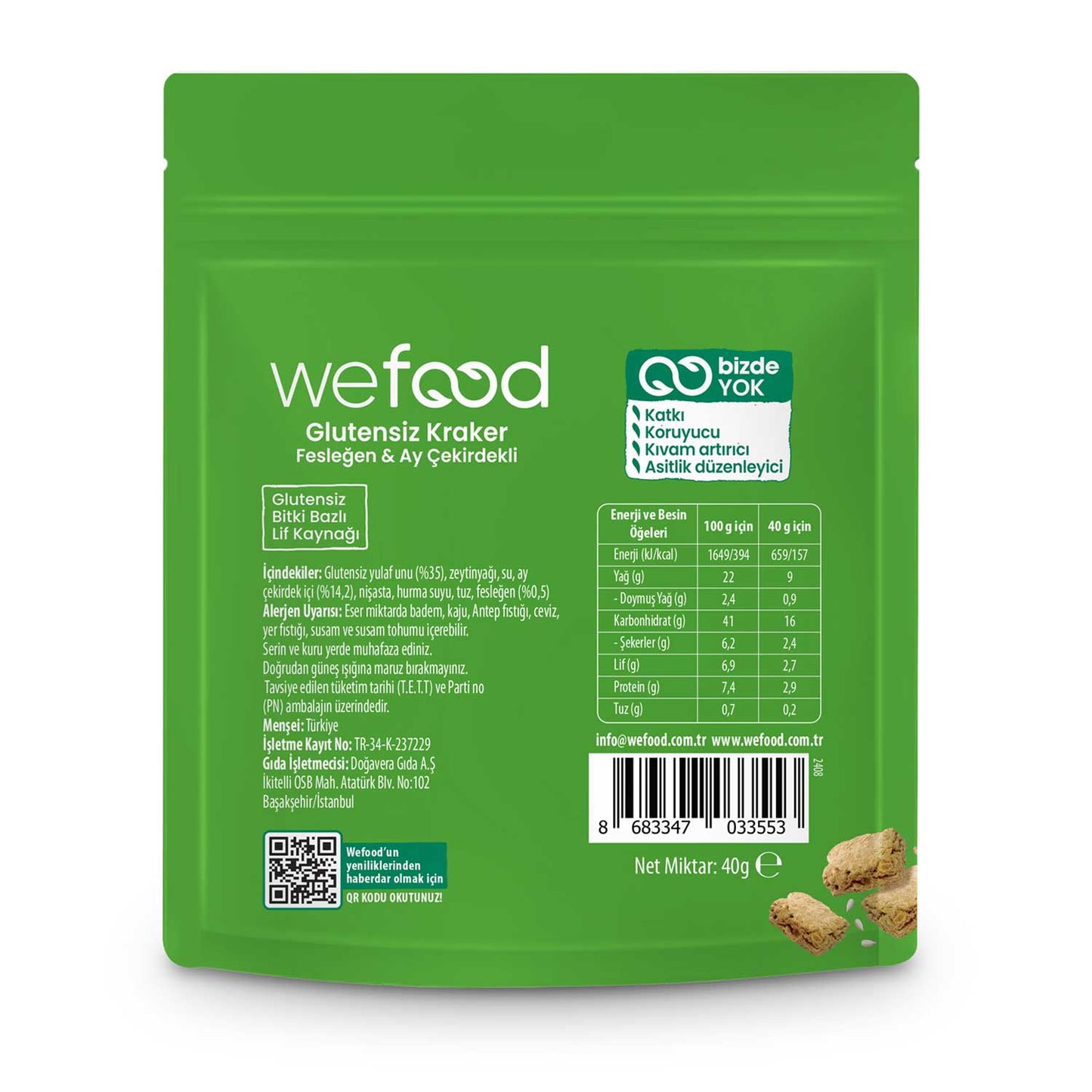 Wefood Fesleğenli Kraker 40 gr 3'lü