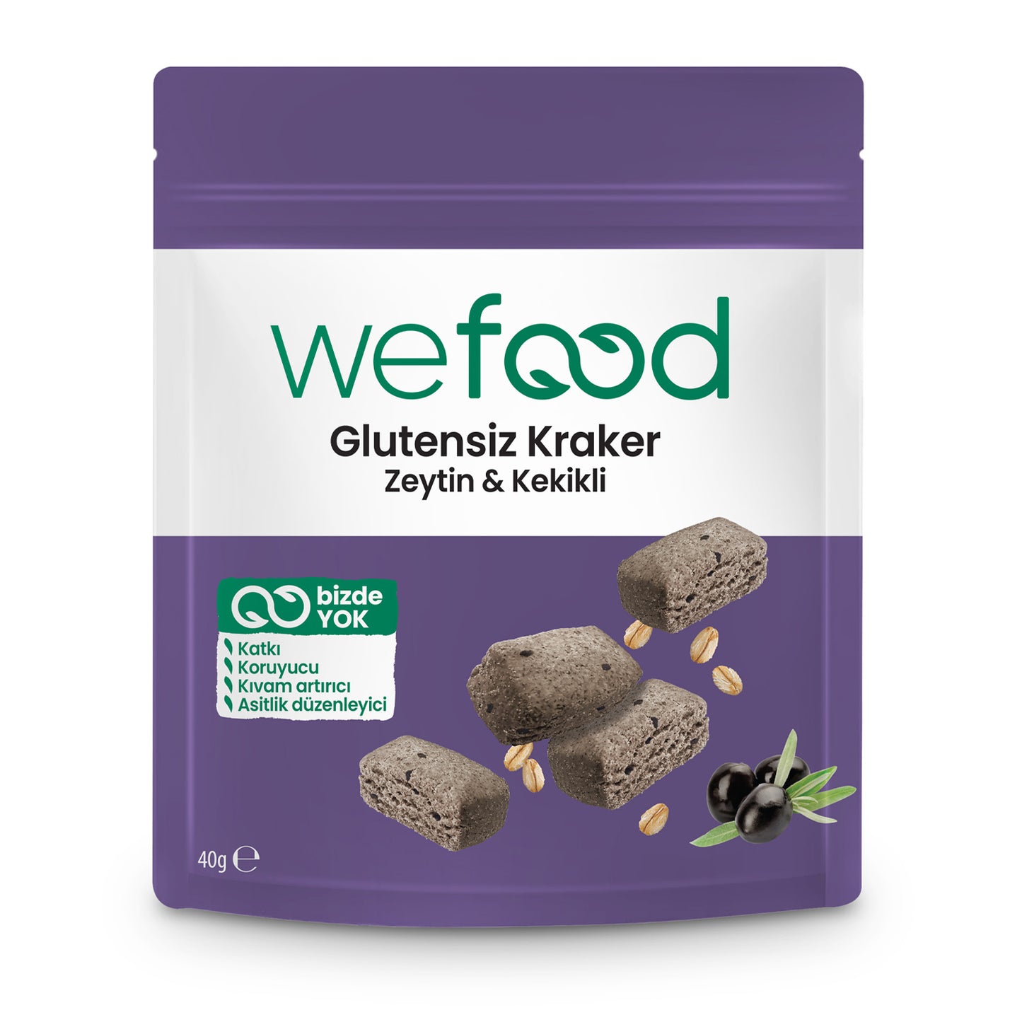 Wefood Glutensiz Zeytinli & Kekikli Kraker 40 g 3'lü