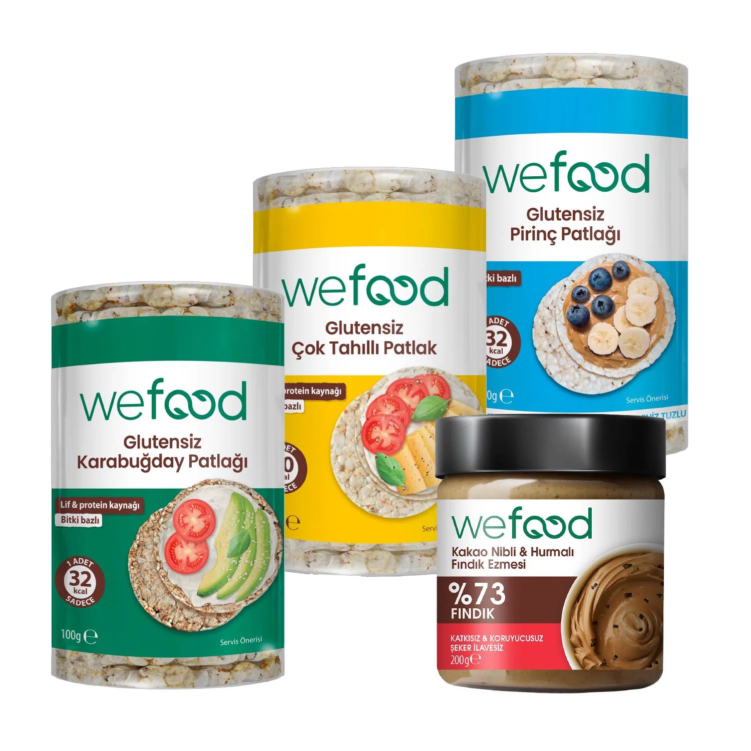 Wefood Kakao Nibli Fındık Ezmesi 200 gr + Wefood Patlak Deneme Paketi