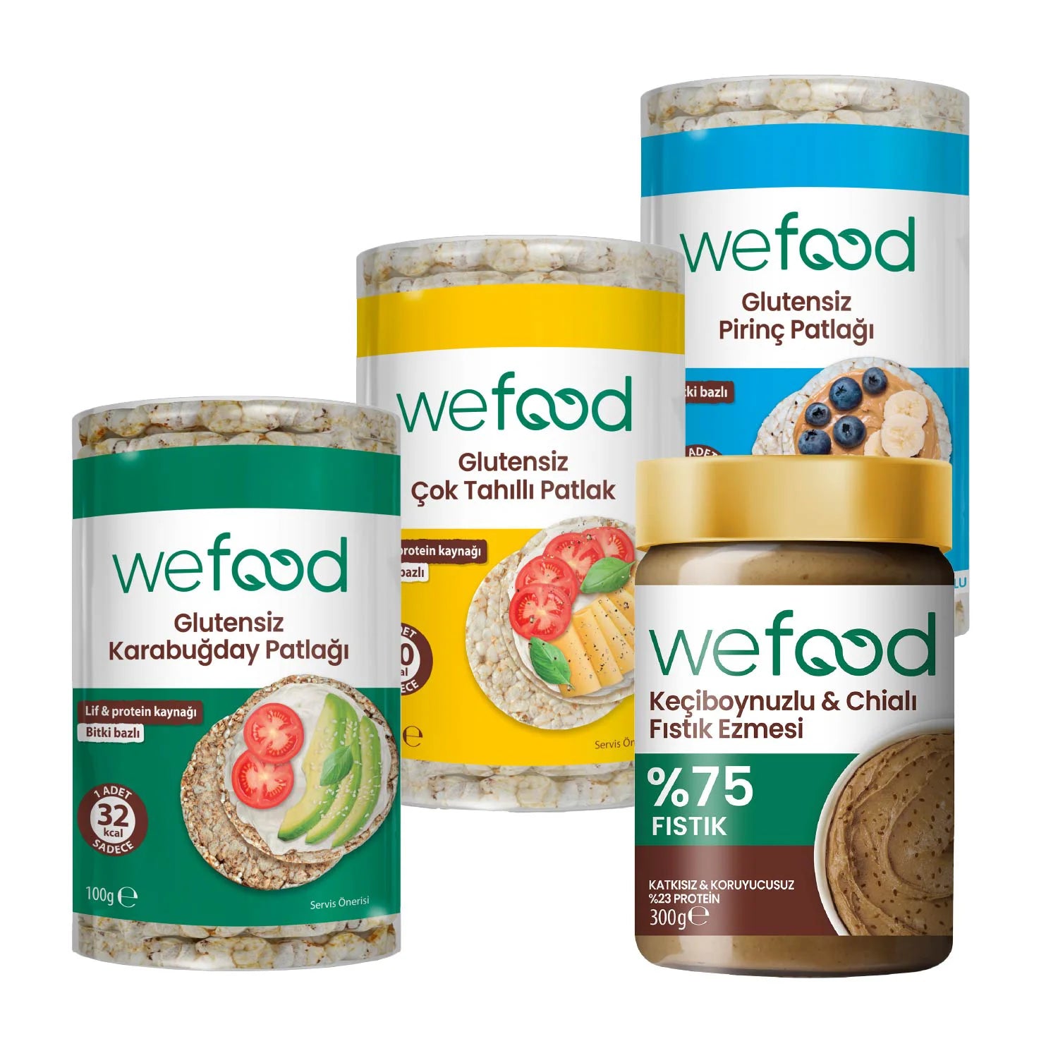 Wefood Keçiboynuzlu & Chialı Fıstık Ezmesi 300 g + Wefood Patlak Deneme Paketi