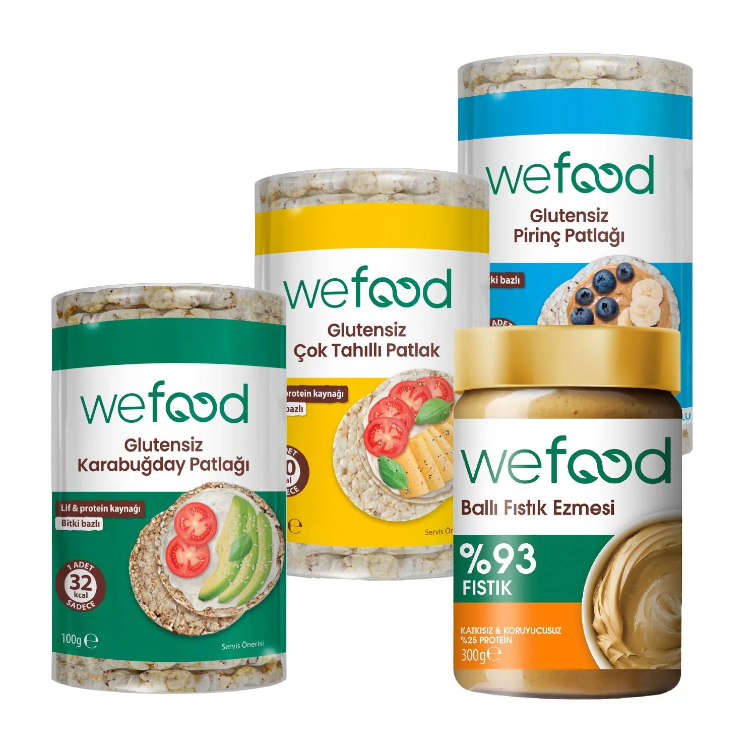 Wefood Şekersiz Ham Ballı Fıstık Ezmesi 300 gr + Wefood  Patlak Deneme Paketi