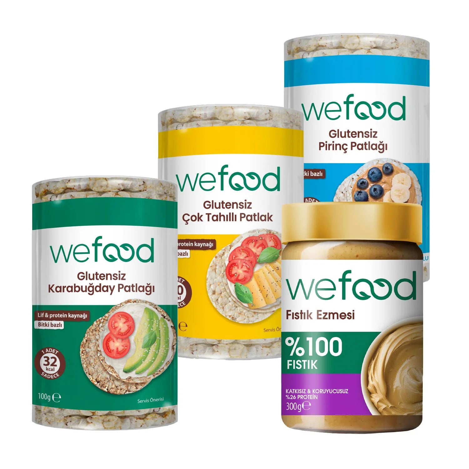 Wefood %100 Fıstık Ezmesi 300 gr + Wefood Patlak Deneme Paketi