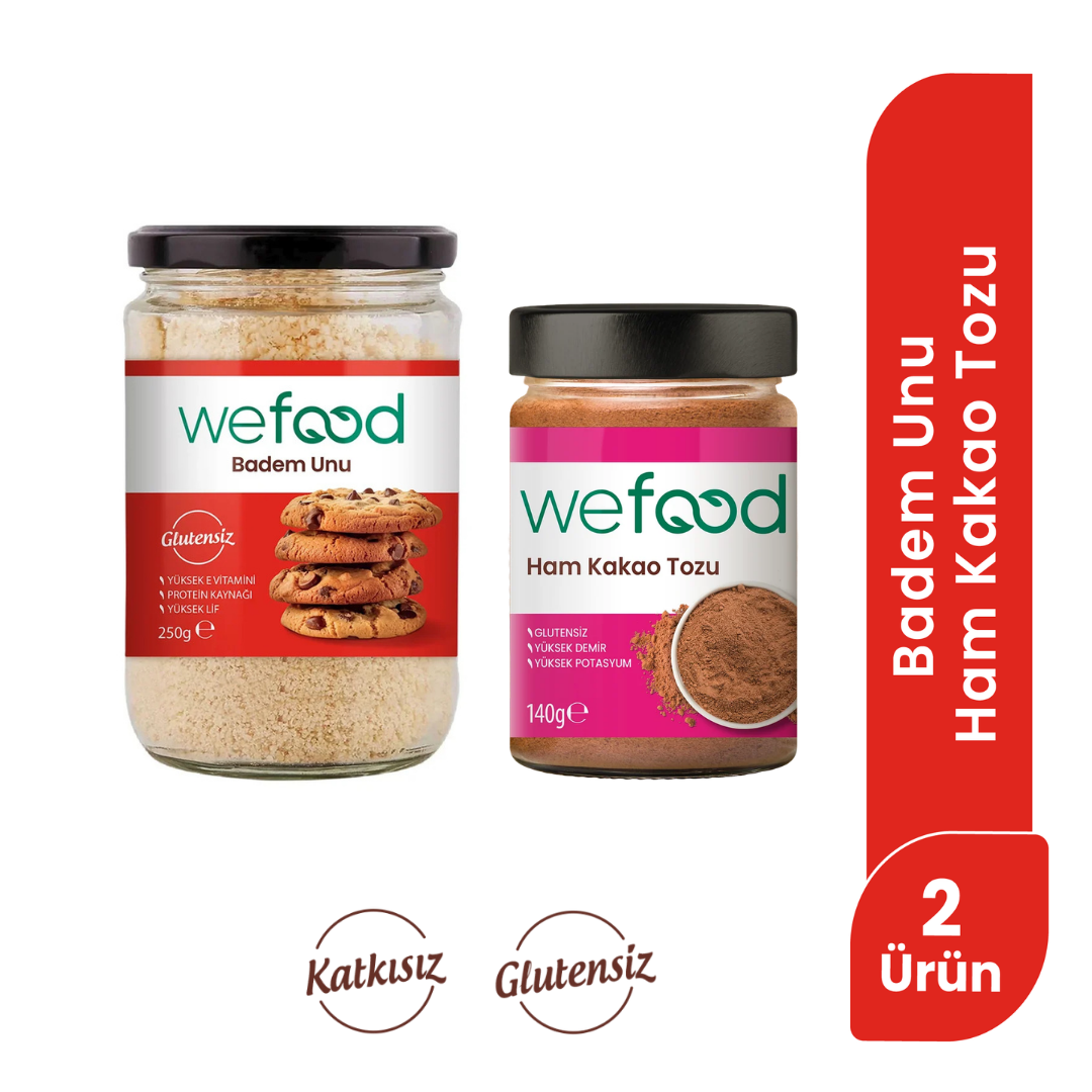 Wefood Ham Kakao Tozu 140 gr +Wefood Glutensiz Badem Unu 250 gr
