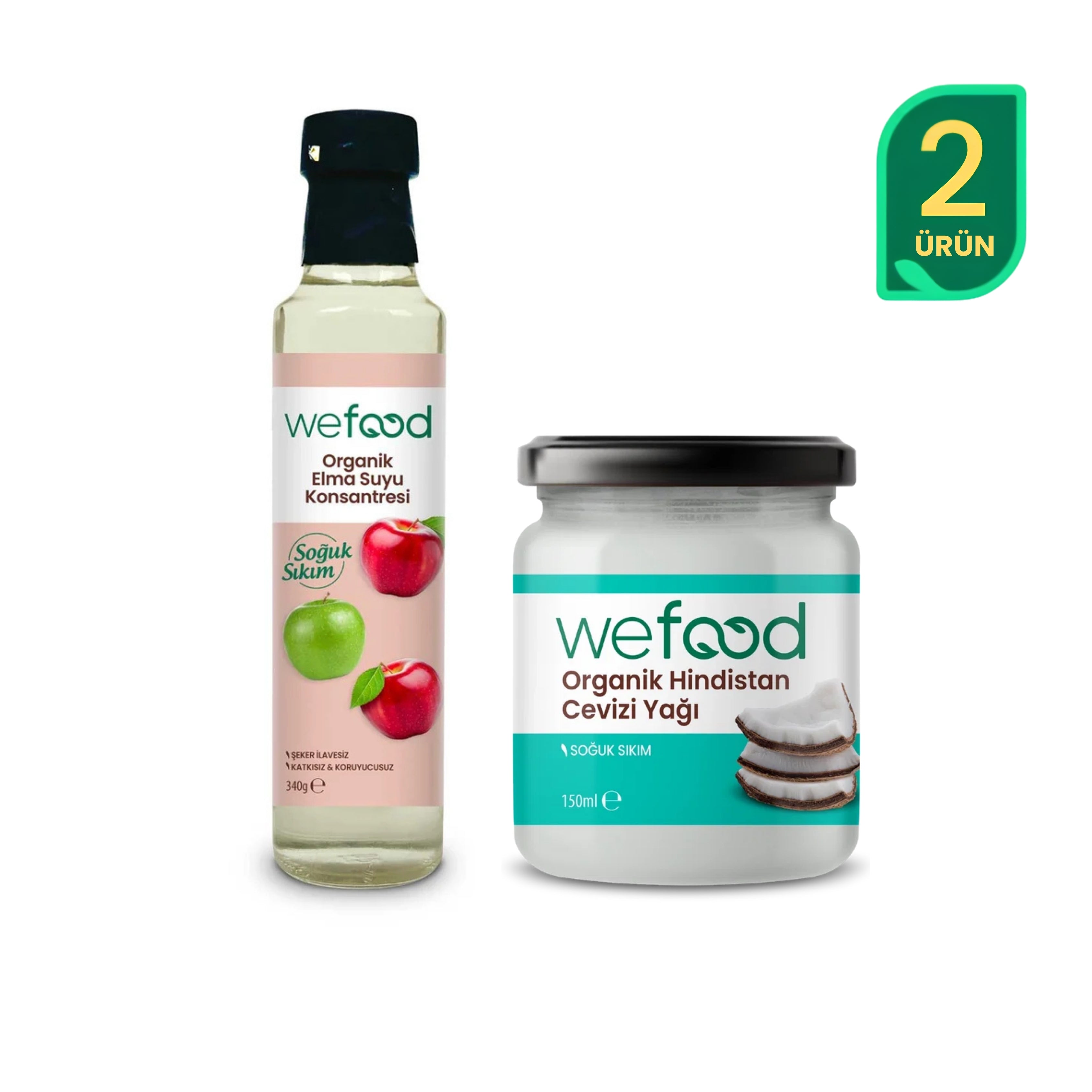Wefood Organik Hindistan Cevizi Yağı 150 ml + Wefood Organik Elma Suyu Konsantresi 340 ml