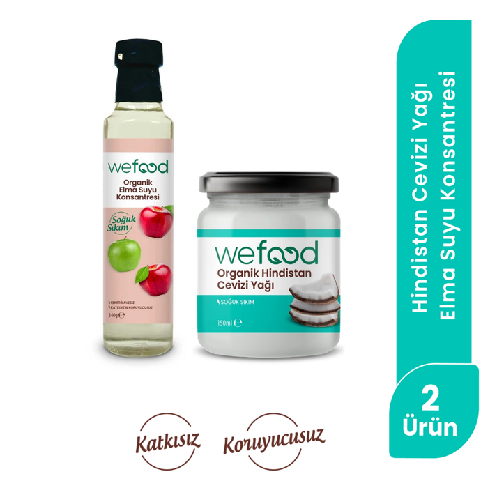 Wefood Organik Hindistan Cevizi Yağı 150 ml + Wefood Organik Elma Suyu Konsantresi 340 ml