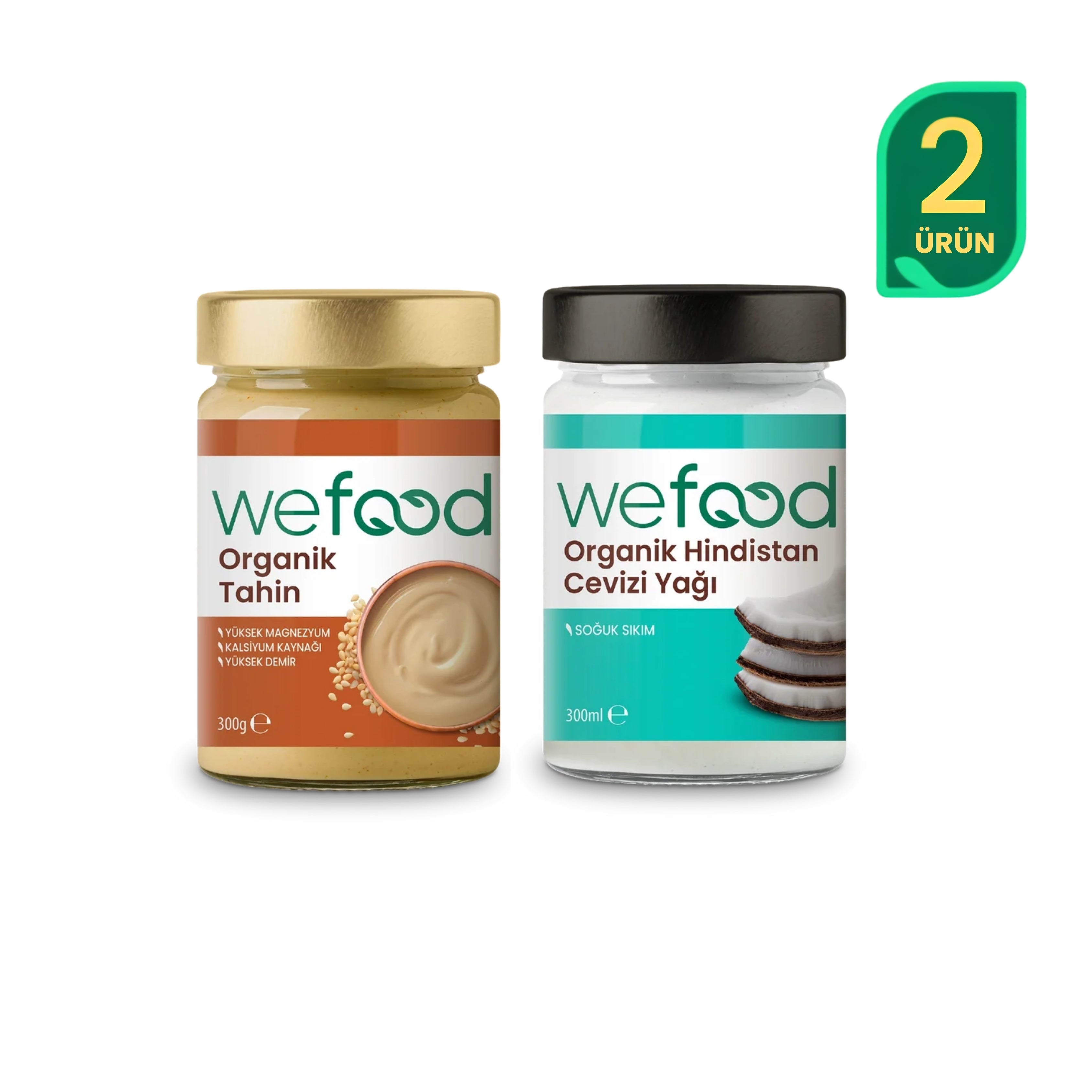 Wefood Organik Hindistan Cevizi Yağı 300 ml + Wefood Organik Tahin 300 gr
