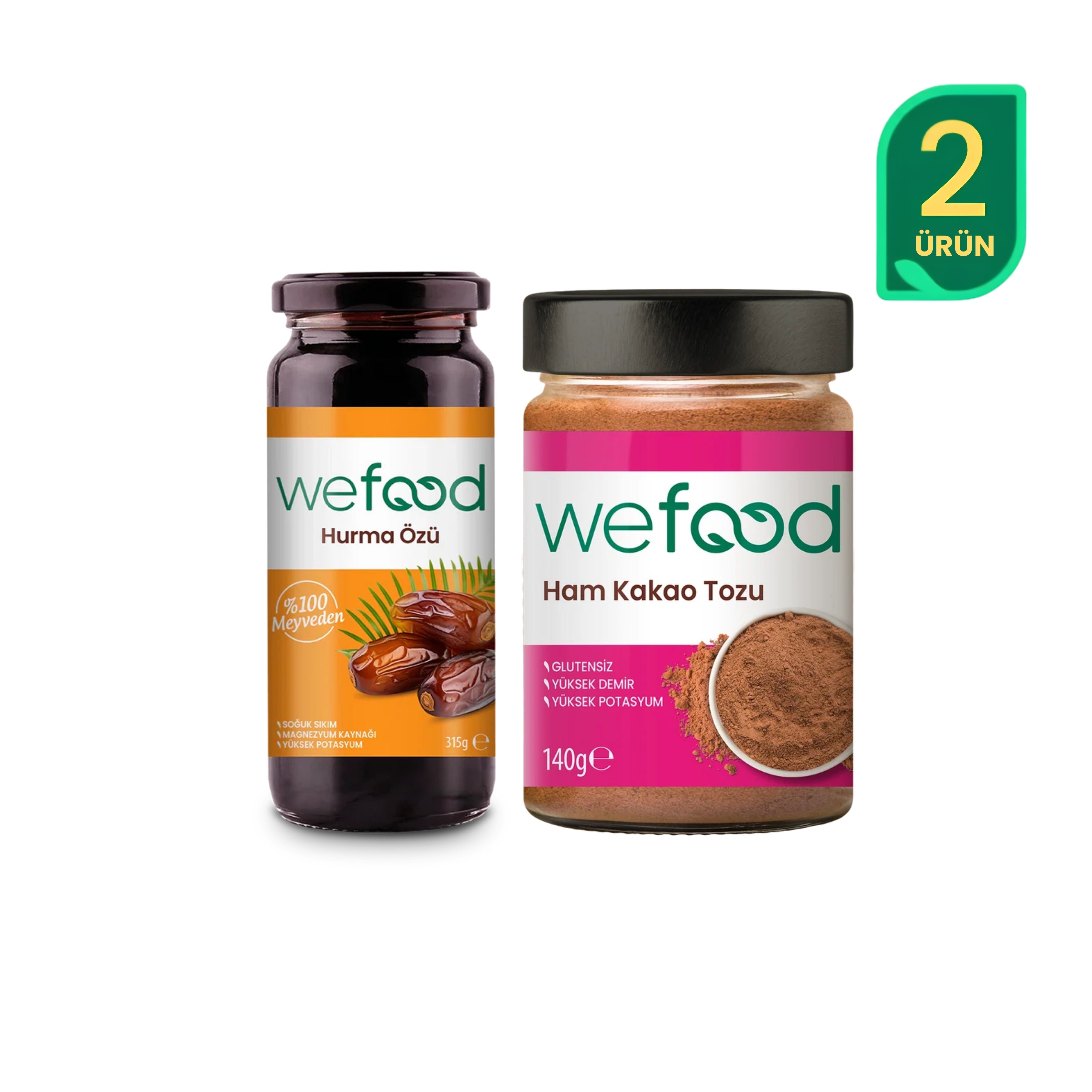 Wefood Ham Kakao Tozu 140 gr  + Wefood Hurma Özü 315 gr