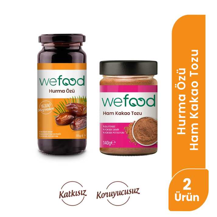 Wefood Ham Kakao Tozu 140 gr  + Wefood Hurma Özü 315 gr