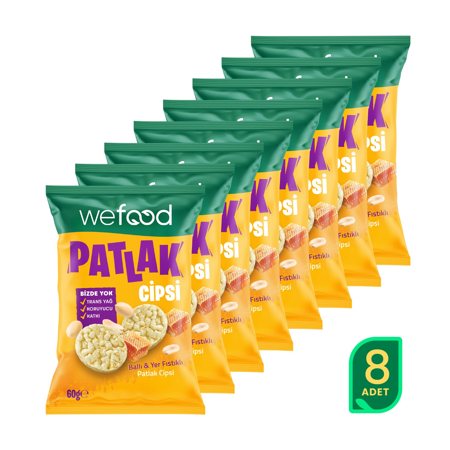 Wefood Ballı & Yer Fıstıklı Patlak Cipsi 60 g 8'li