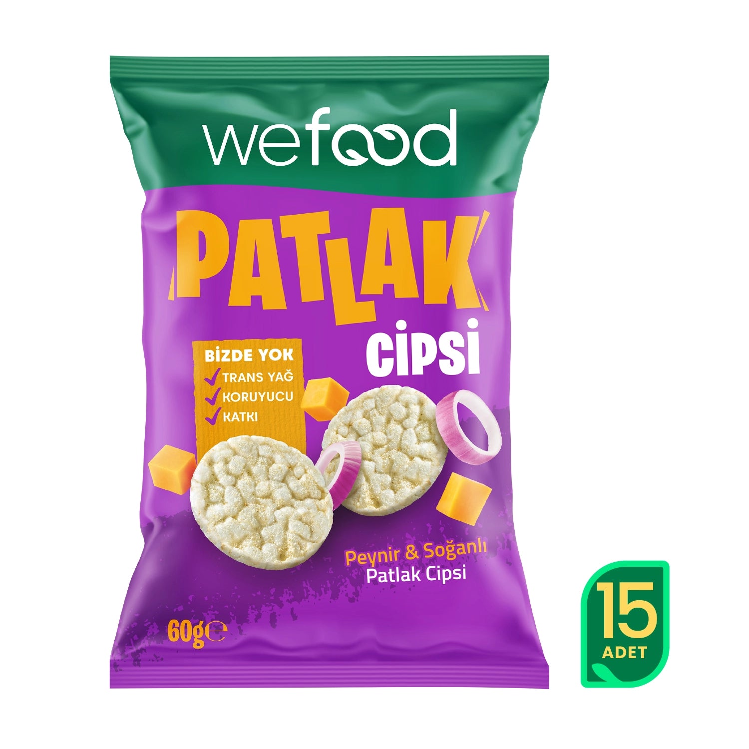 Wefood Peynir & Soğanlı Patlak Cipsi 60 g 15'li