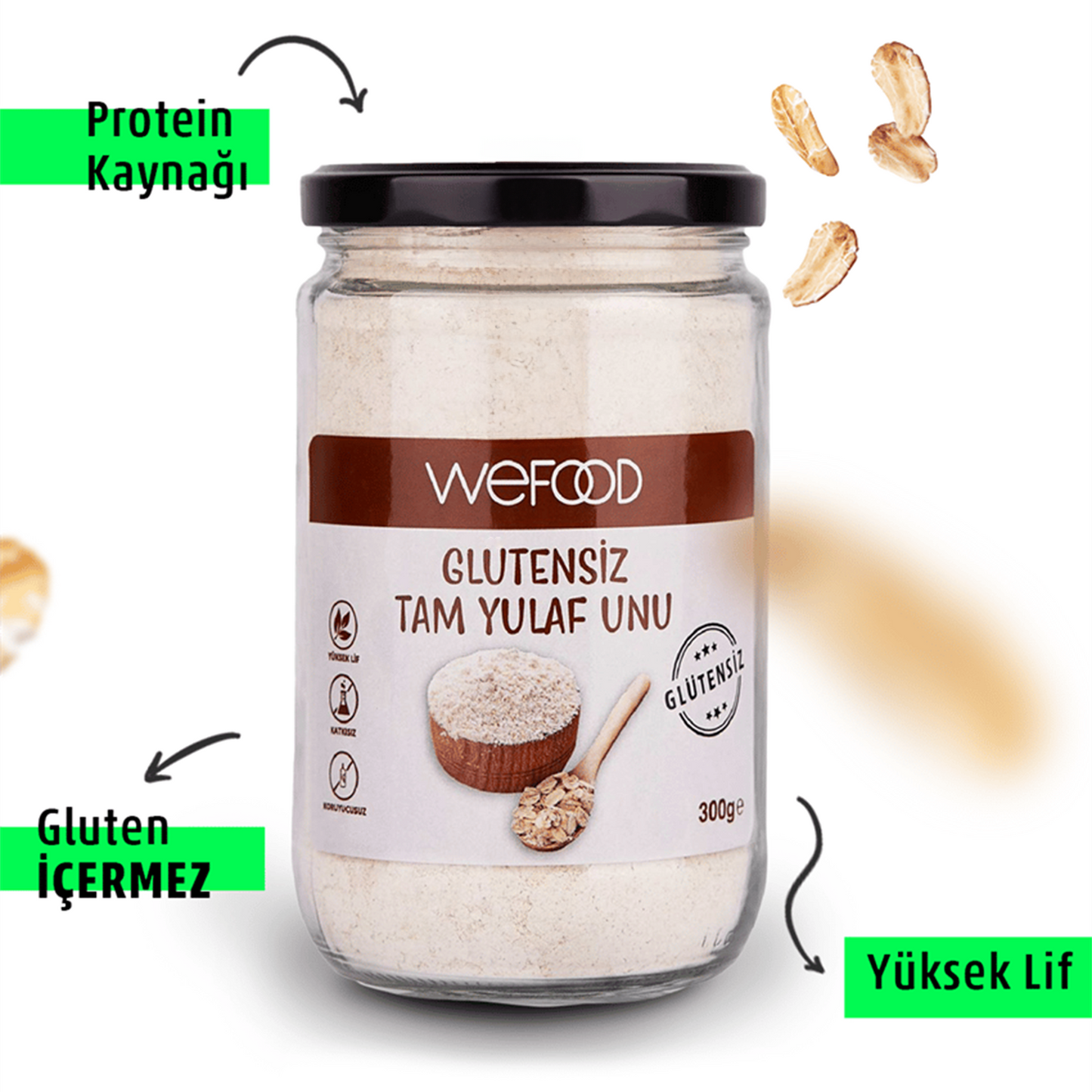 Wefood Glutensiz Tam Yulaf Unu 300 gr