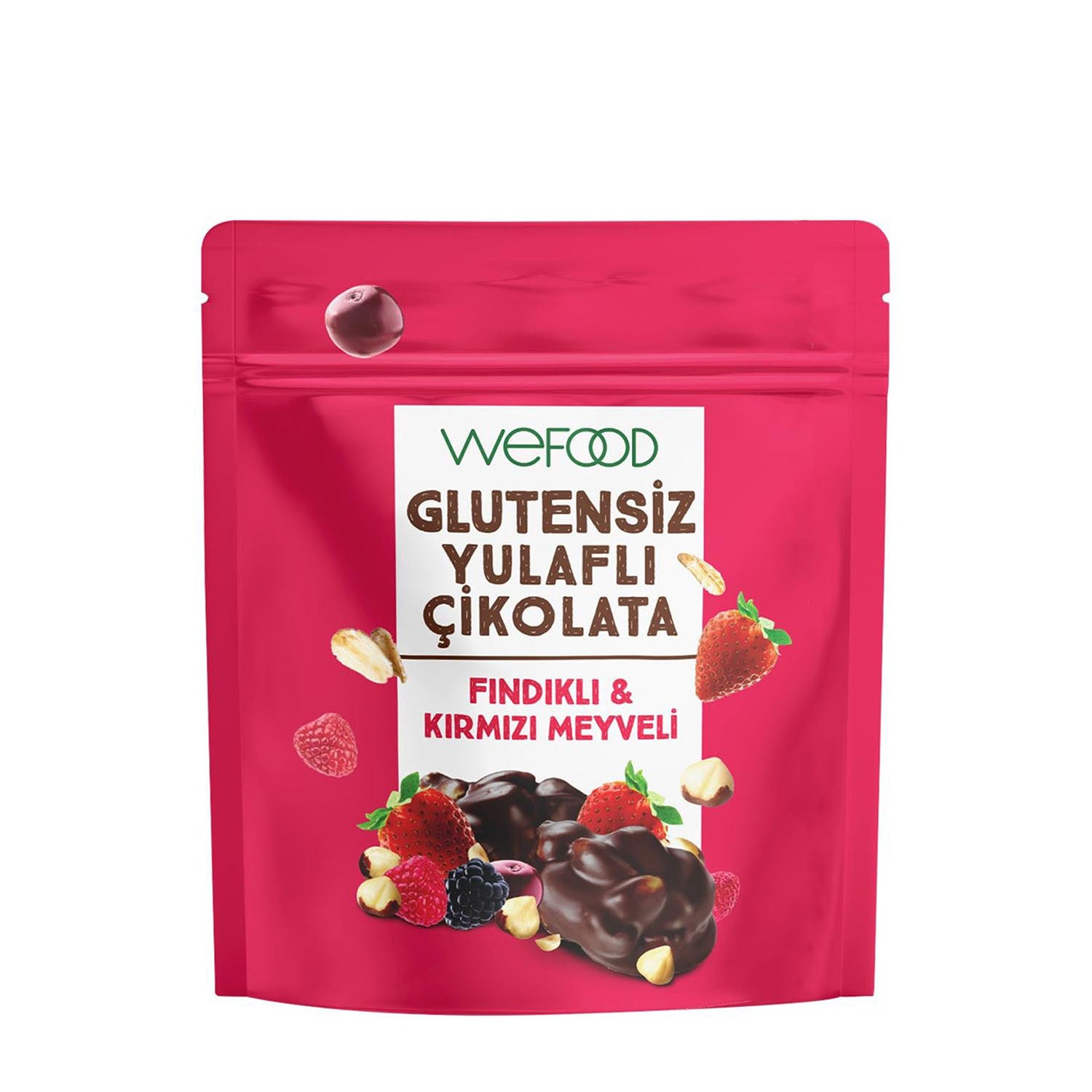 Wefood Glutensiz Yulaflı Çikolata Fındıklı & Kırmızı Meyveli 40 gr