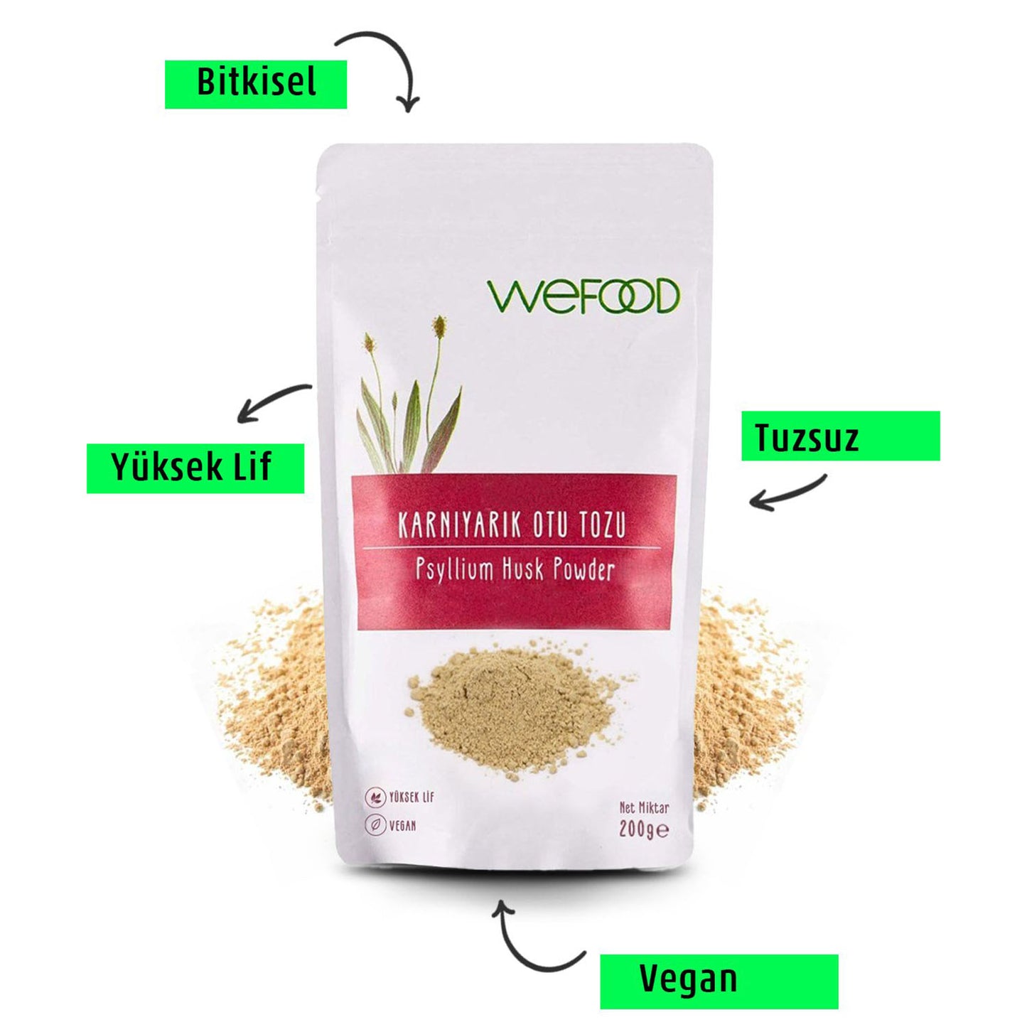 Wefood  Karnıyarık Otu (Psyllium) Tozu 200 gr