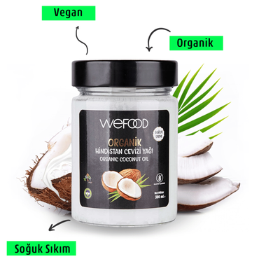 Wefood Organik Hindistan Cevizi Yağı 300 ml (Soğuk Sıkım)