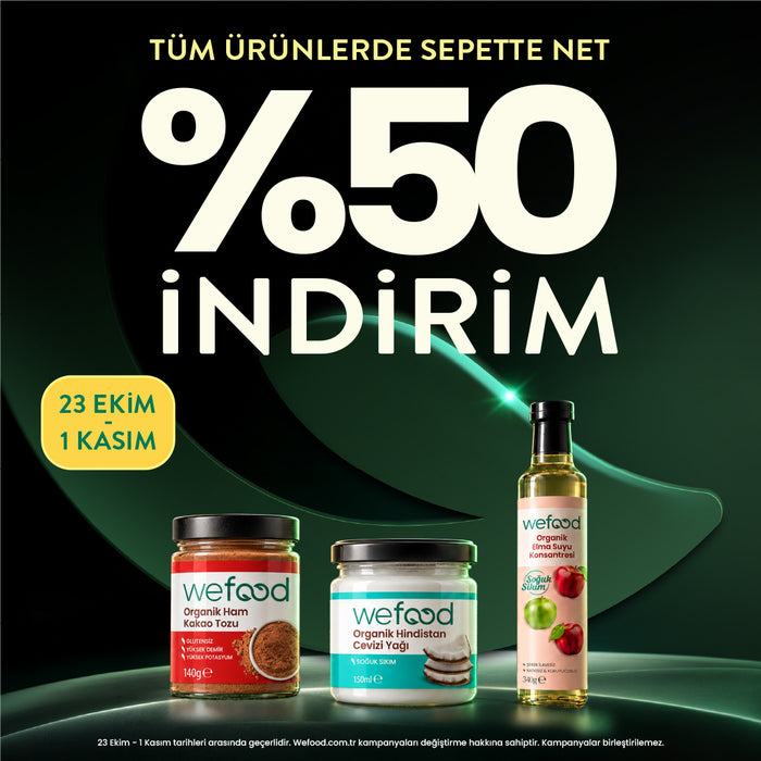 Tüm ürünlerde sepette %50 indirim, 23 Ekim – 1 Kasım